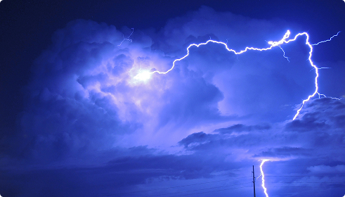 Heavy rain with lightning in New Orleans